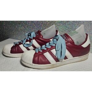 Adidas Superstar Collegiate Men's Burgundy White Blue Sneakers Kicks Size 10.5